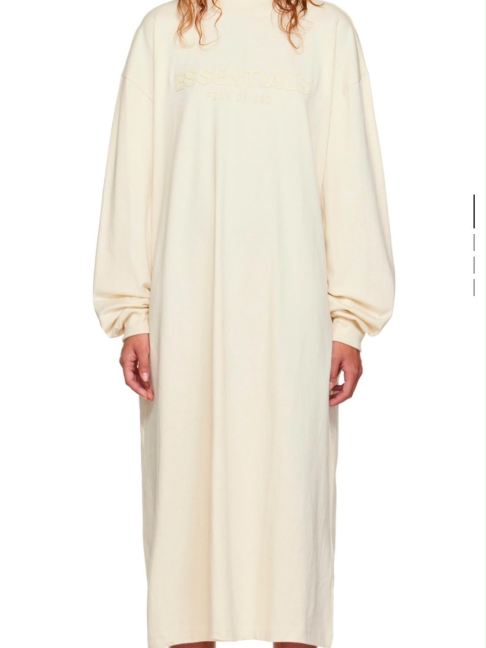 Essentials Cream Oversized Long Sleeve Sweatshirt Dress